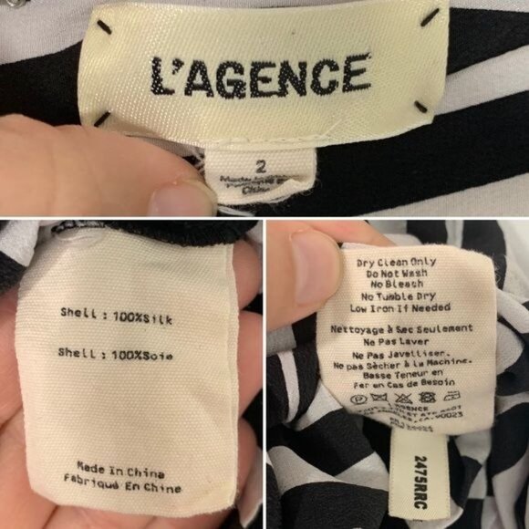 L'Agence Abrienne Pant Size 2 Silk Black and White Stripe Straight Leg High Rise - Picture 5 of 9